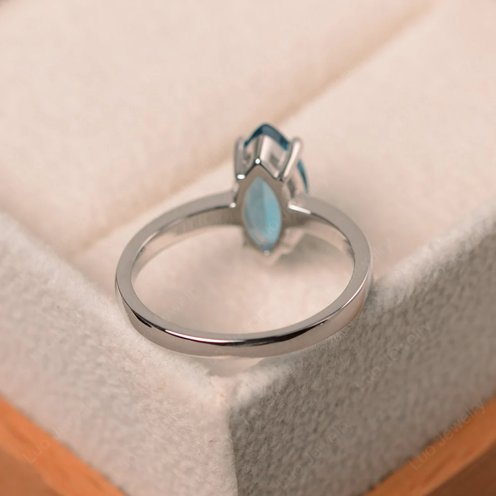 Marquise Cut London Blue Topaz Solitaire Ring - Image 3