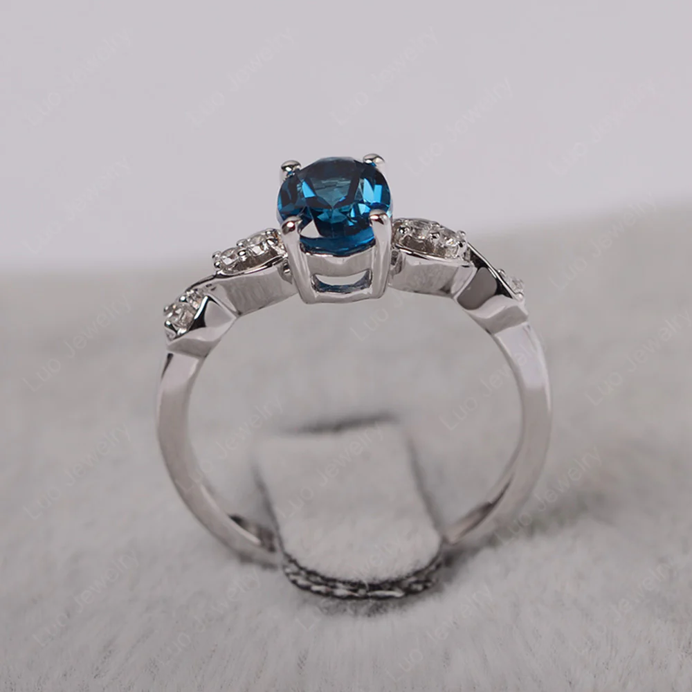 Oval London Blue Topaz Infinity Engagement Ring - Image 3