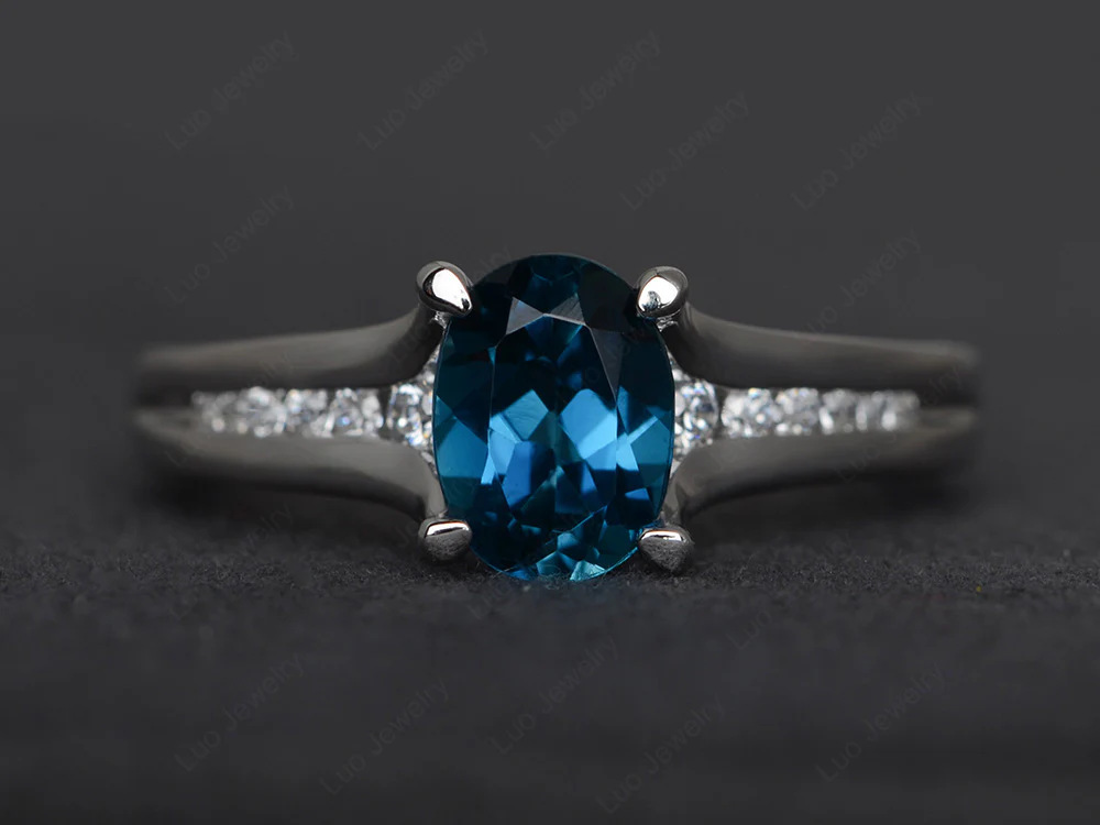 London Blue Topaz Channel Set Ring