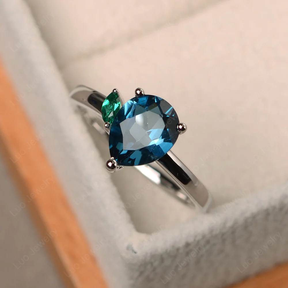 Unique Pear Shaped London Blue Topaz Ring - Image 2