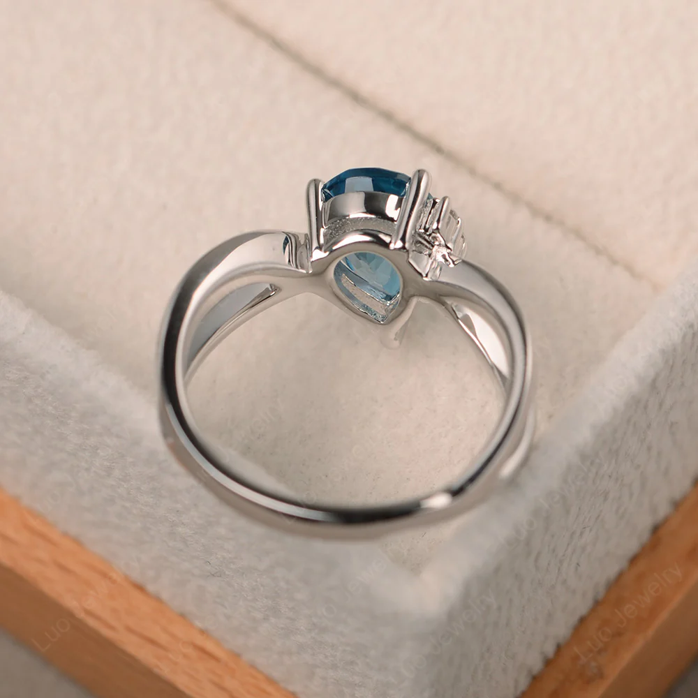 London Blue Topaz Asymmetric Engagement Ring - Image 4