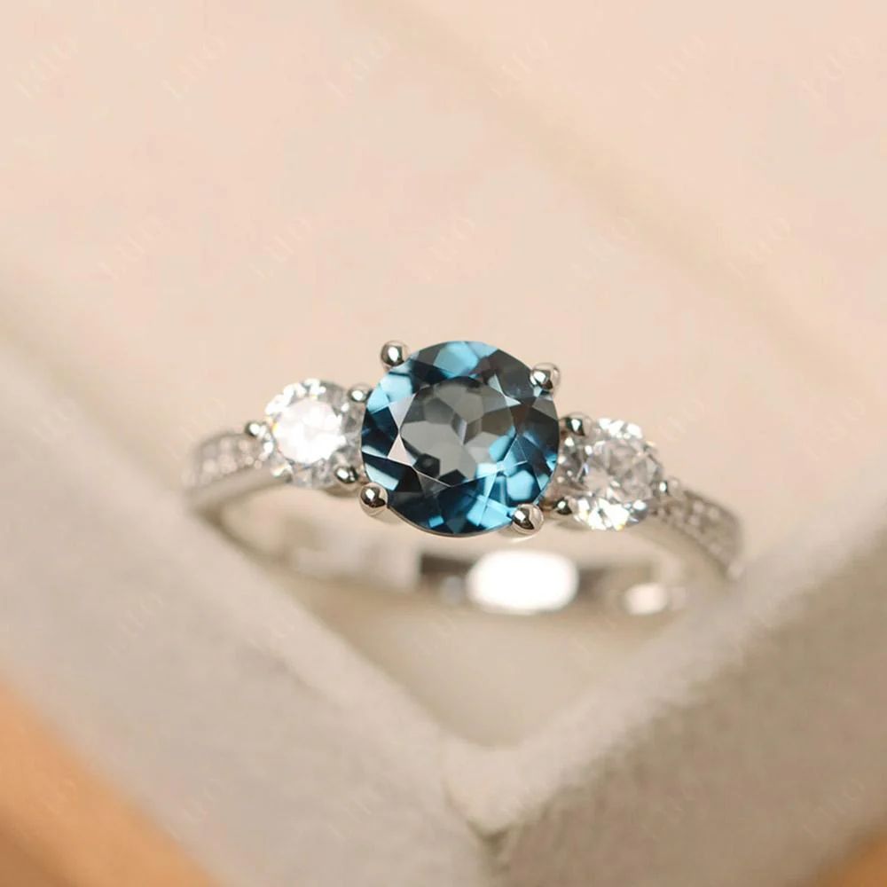 London Blue Topaz 3 Stone Engagement Ring - Image 10