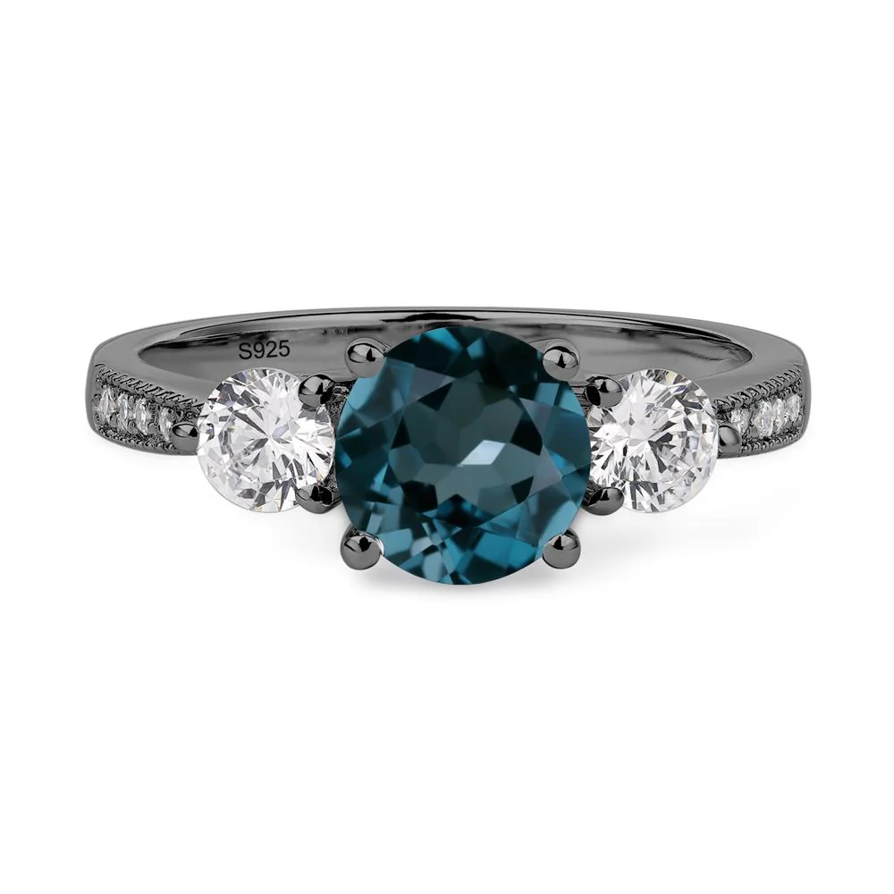 London Blue Topaz 3 Stone Engagement Ring - Image 3
