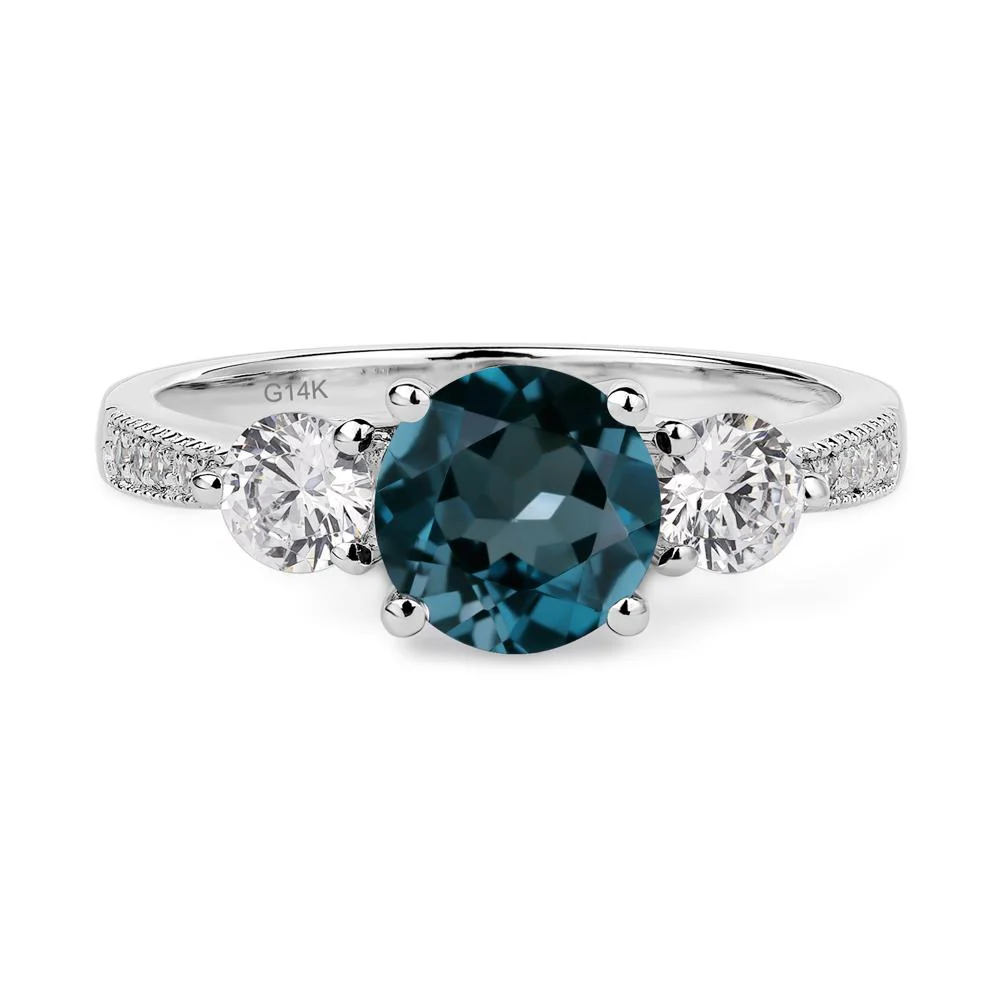 London Blue Topaz 3 Stone Engagement Ring - Image 4