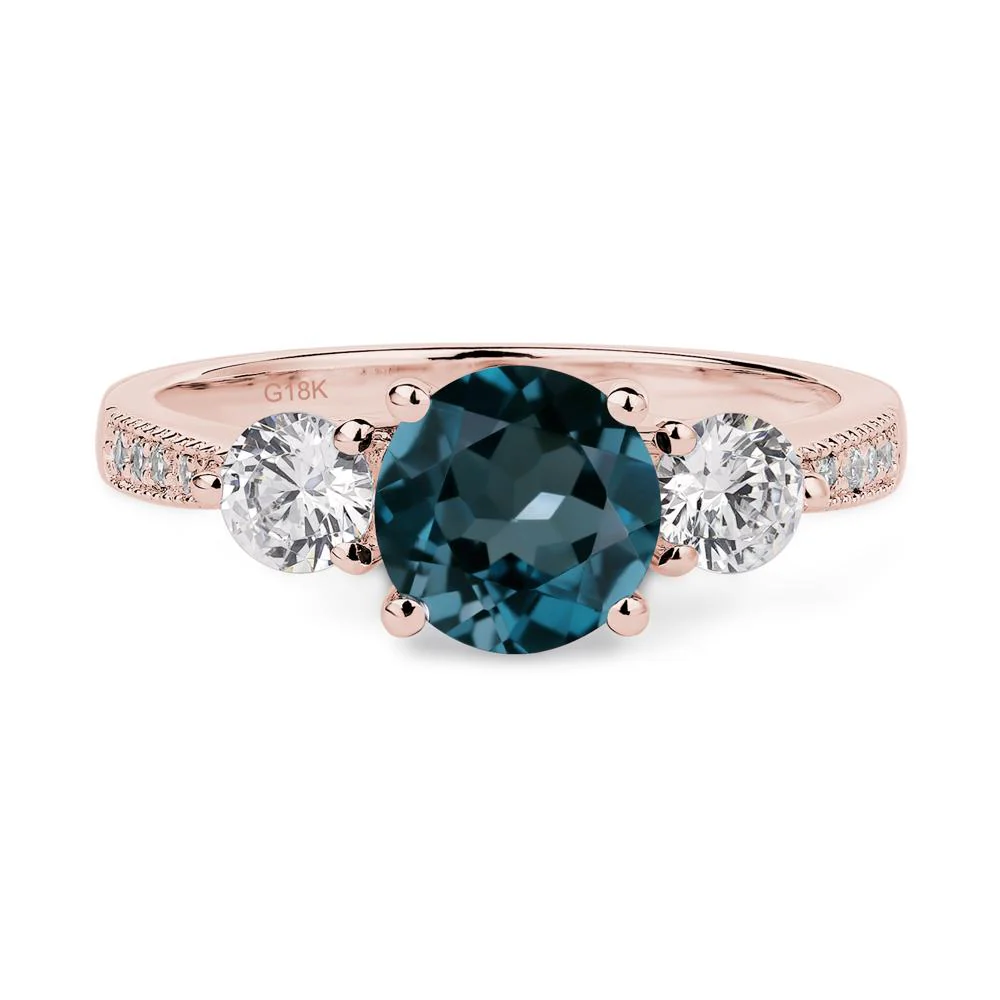 London Blue Topaz 3 Stone Engagement Ring - Image 9