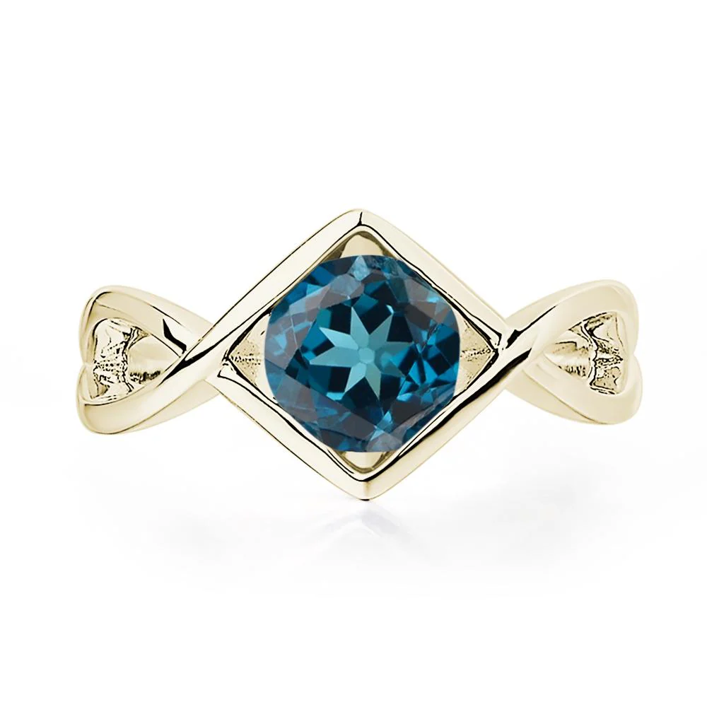London Blue Topaz Bezel Set Infinity Solitaire Ring - Image 5