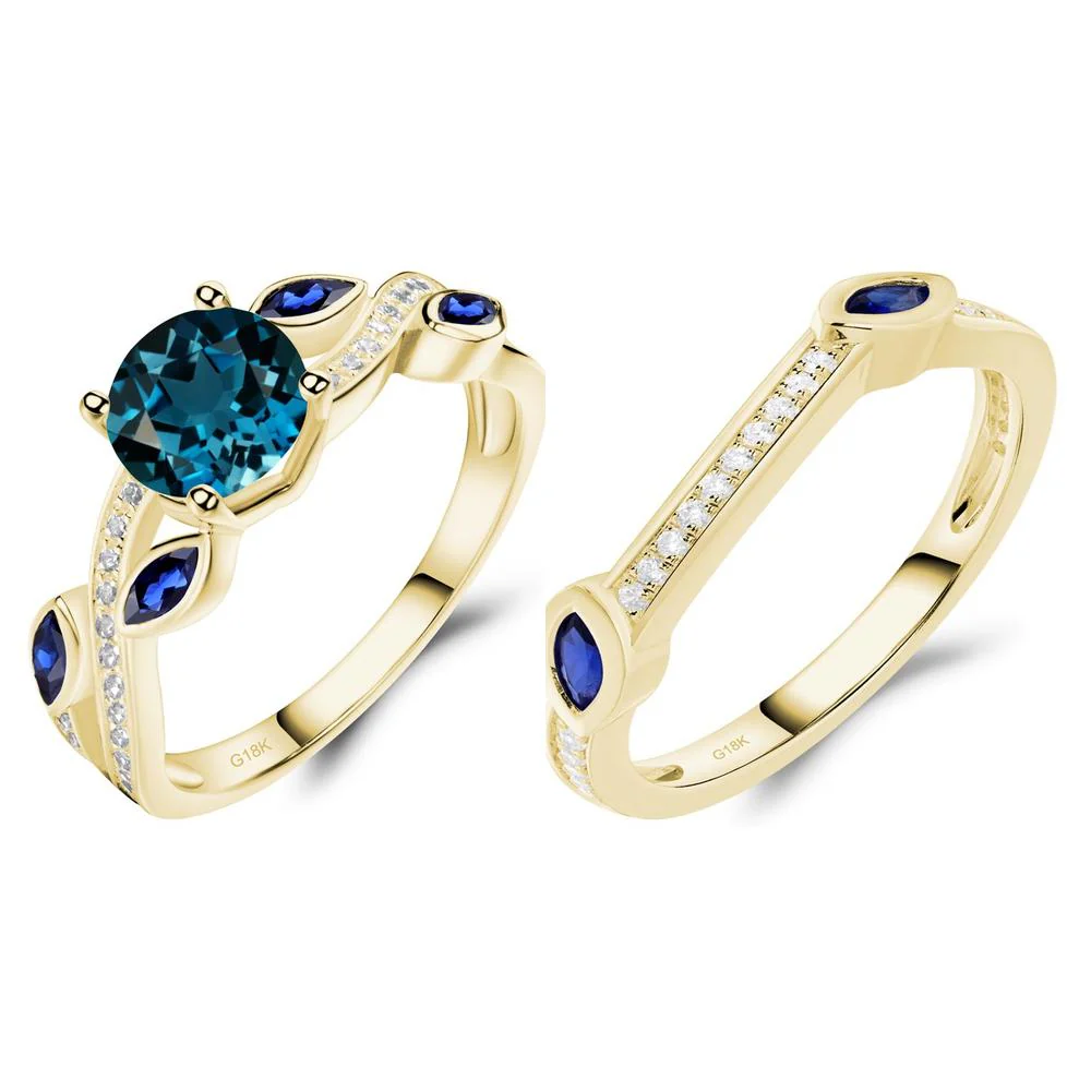 London Blue Topaz Leaf Engagement Ring - Image 21