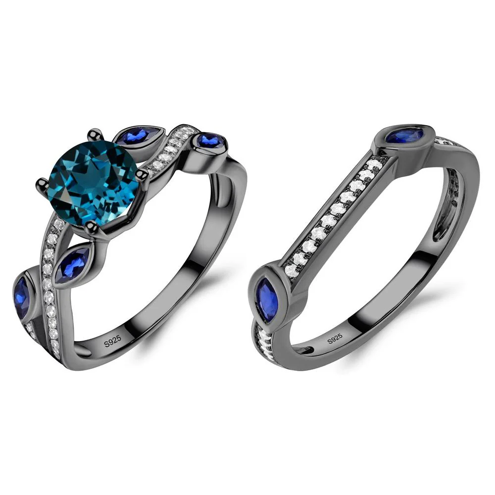 London Blue Topaz Leaf Engagement Ring - Image 23