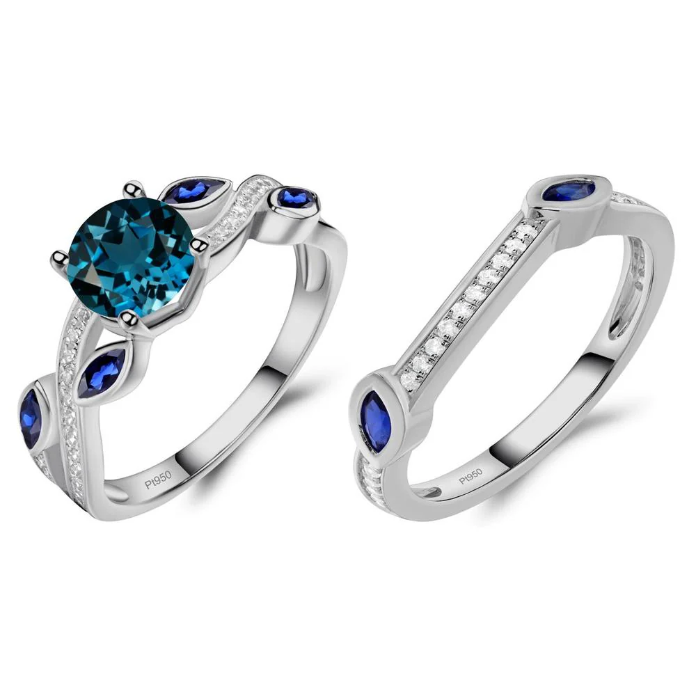 London Blue Topaz Leaf Engagement Ring - Image 25