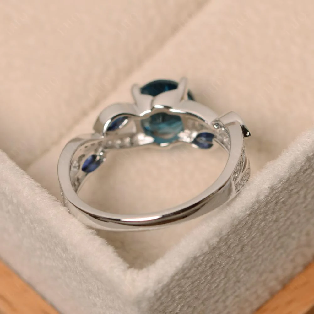 London Blue Topaz Leaf Engagement Ring - Image 31