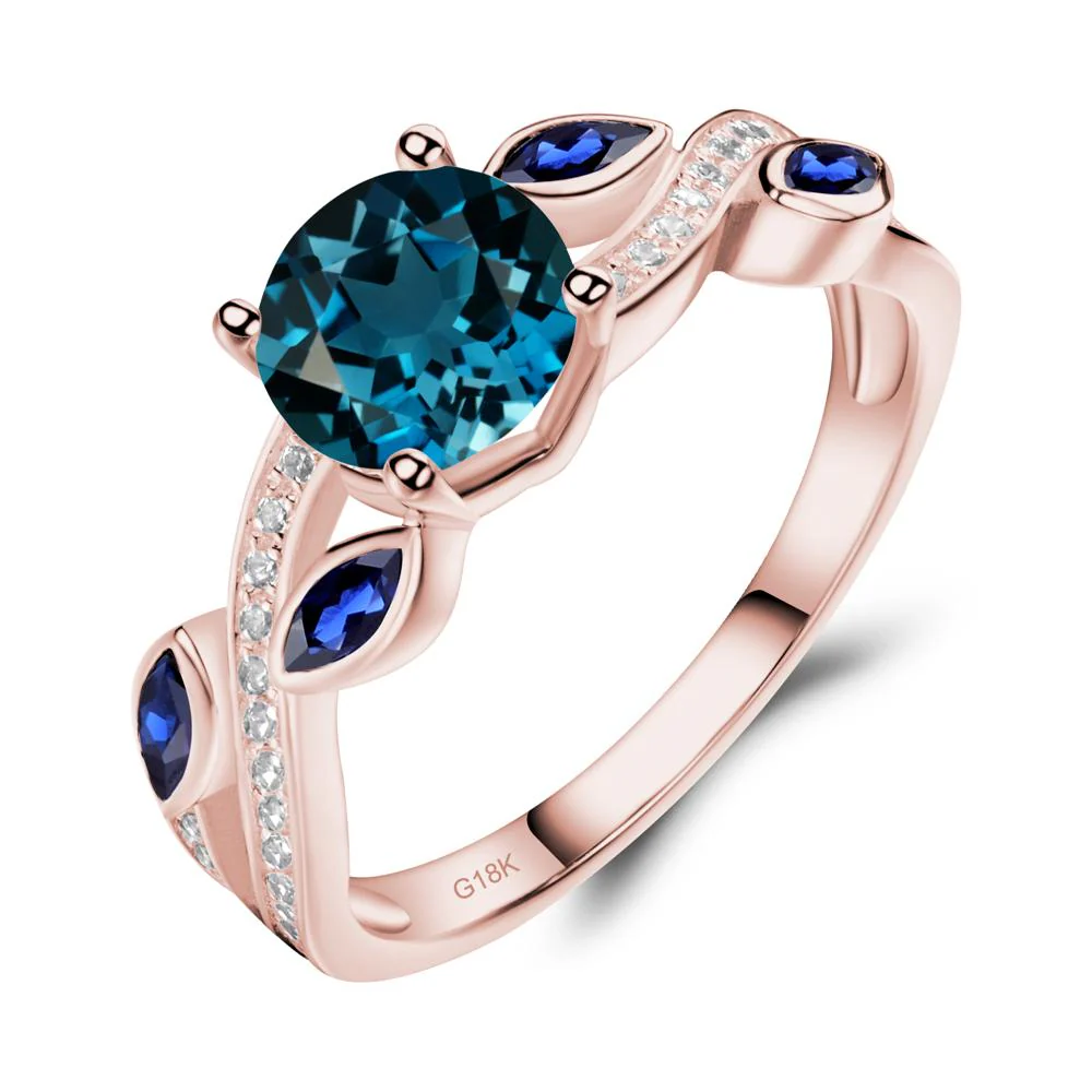 London Blue Topaz Leaf Engagement Ring - Image 7