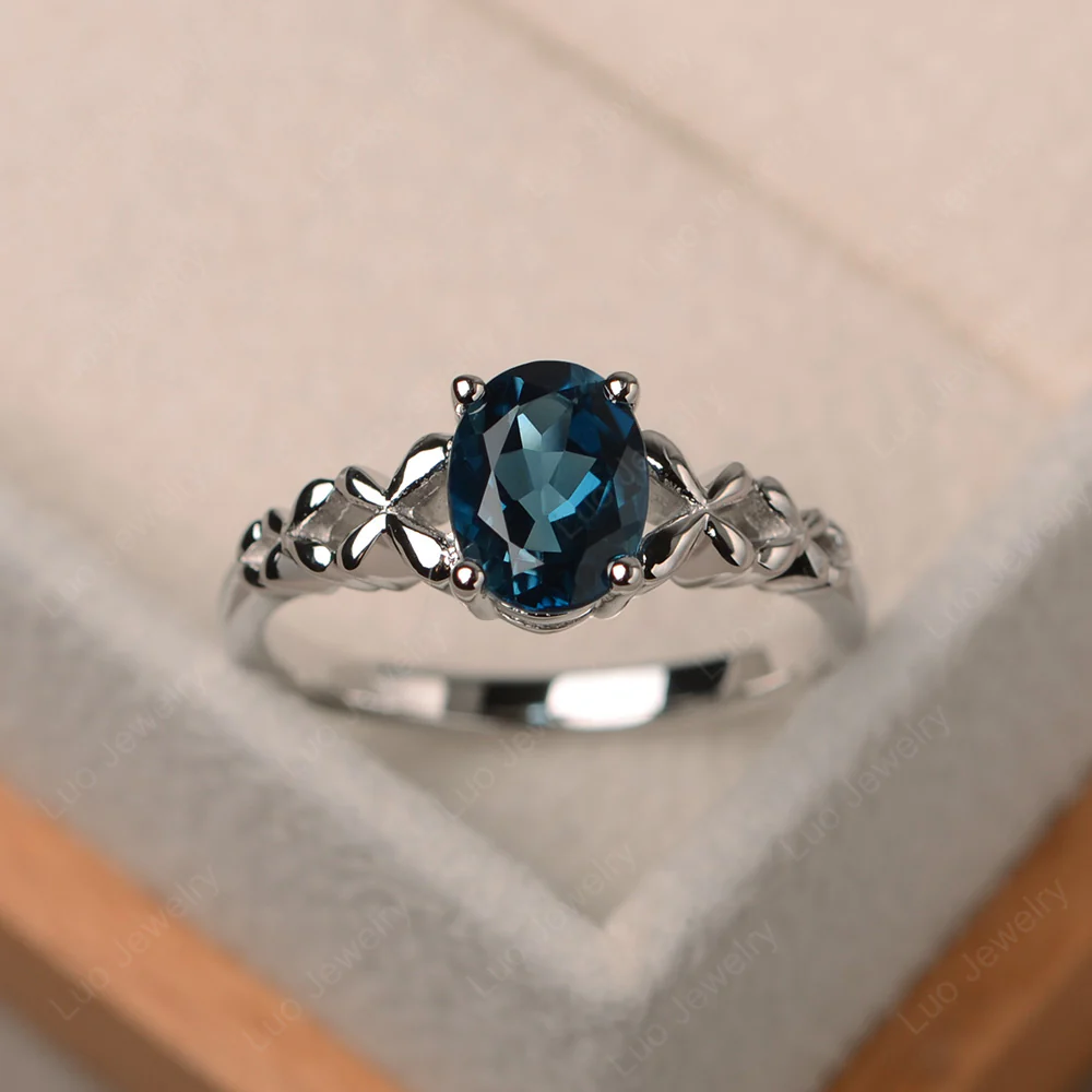 London Blue Topaz Butterfly Engagement Ring