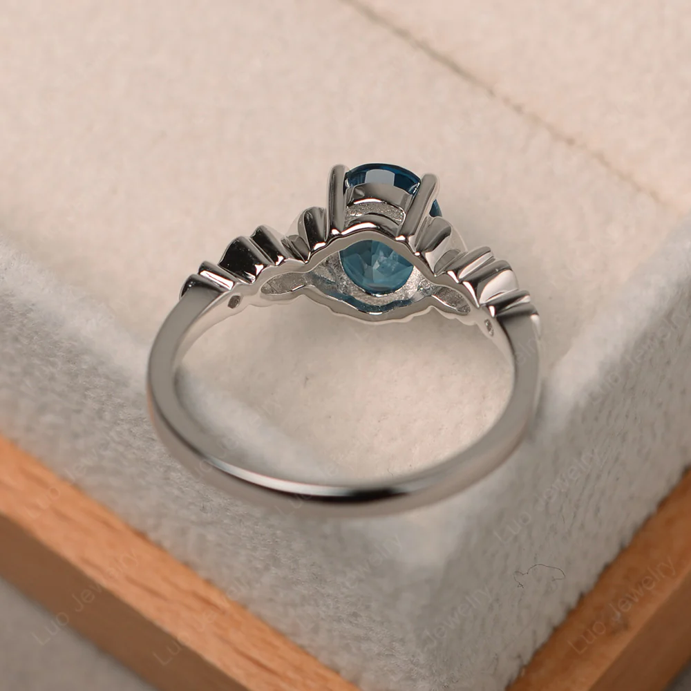 London Blue Topaz Butterfly Engagement Ring - Image 3
