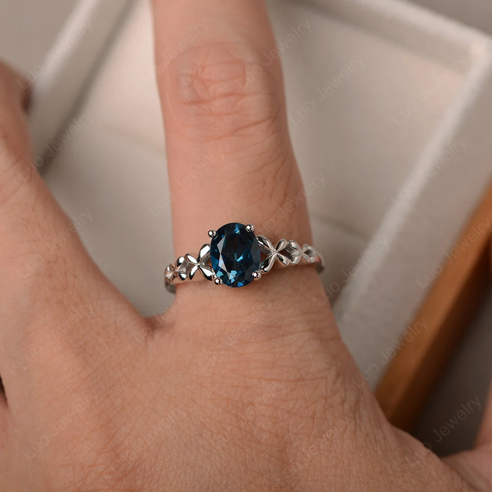London Blue Topaz Butterfly Engagement Ring - Image 4