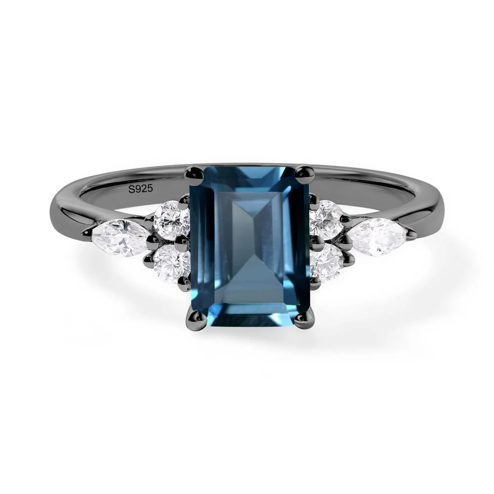 Simple Emerald Cut London Blue Topaz Ring