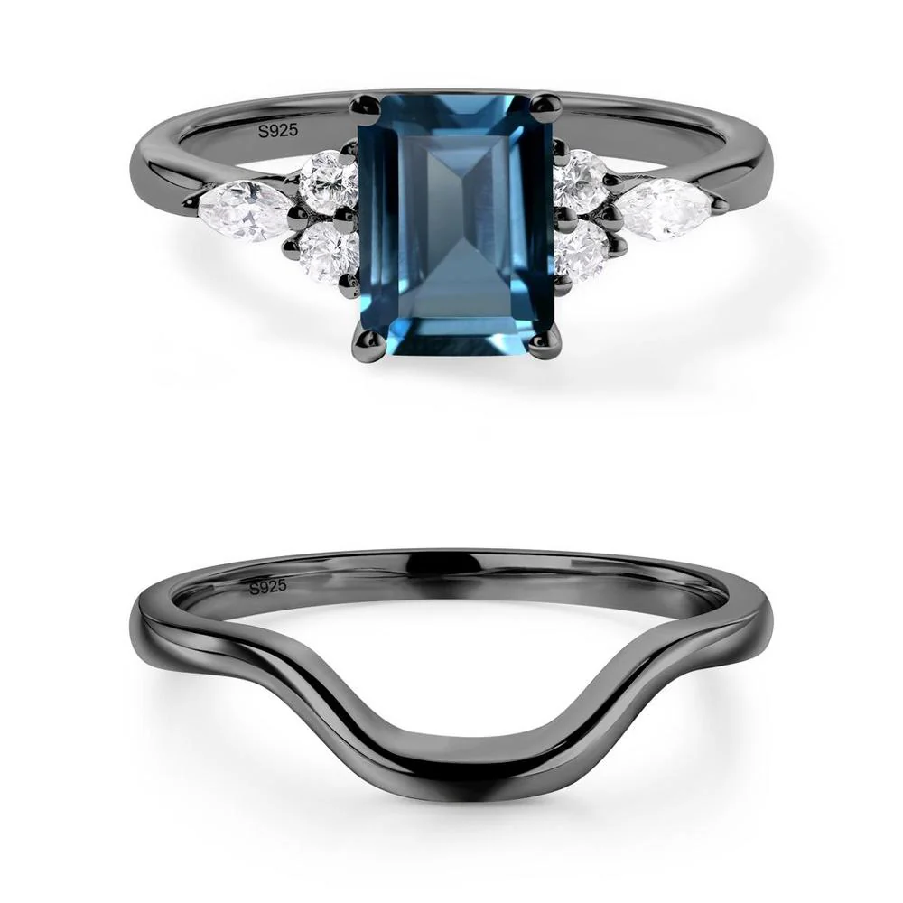 Simple Emerald Cut London Blue Topaz Ring - Image 11
