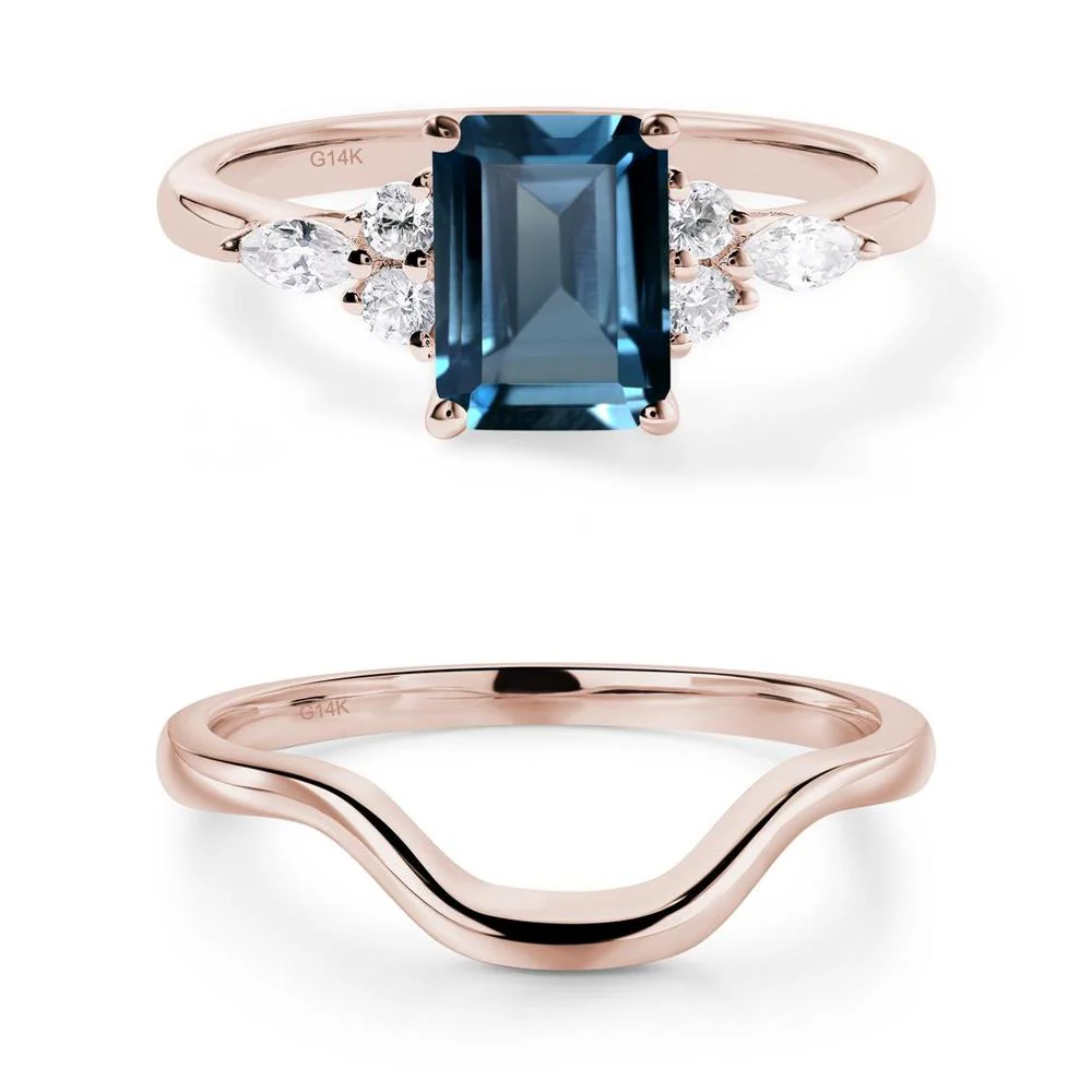 Simple Emerald Cut London Blue Topaz Ring - Image 13