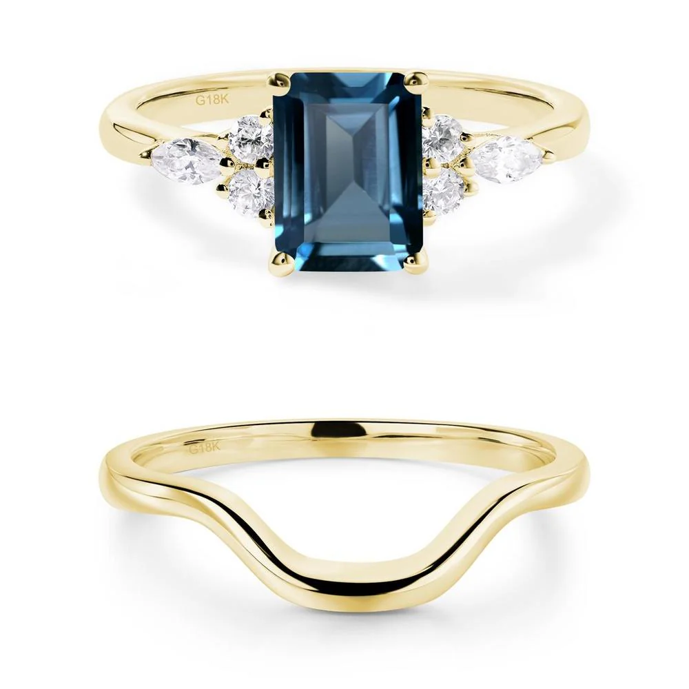 Simple Emerald Cut London Blue Topaz Ring - Image 17