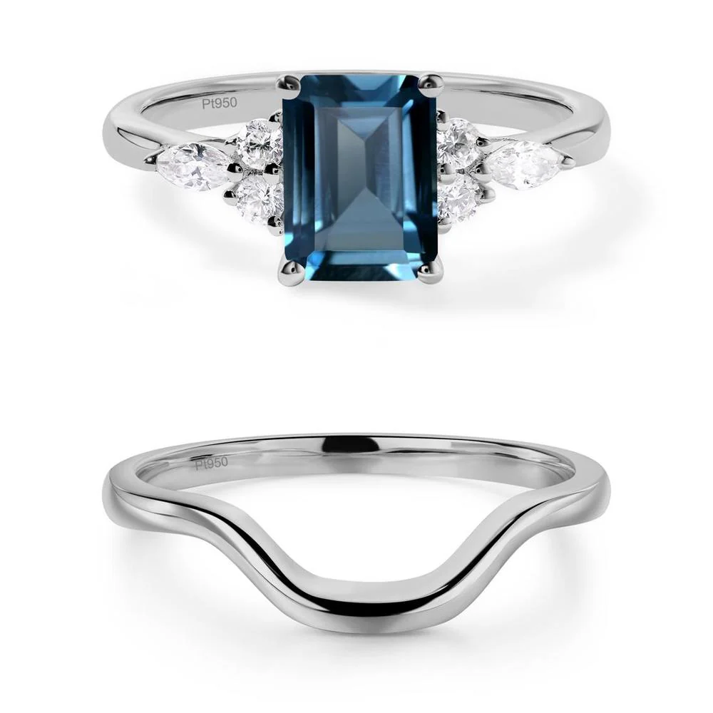 Simple Emerald Cut London Blue Topaz Ring - Image 19