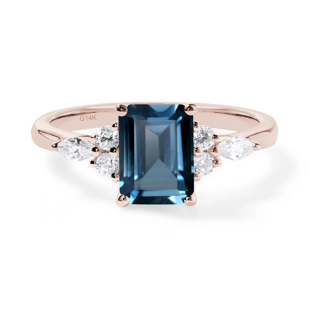 Simple Emerald Cut London Blue Topaz Ring - Image 2
