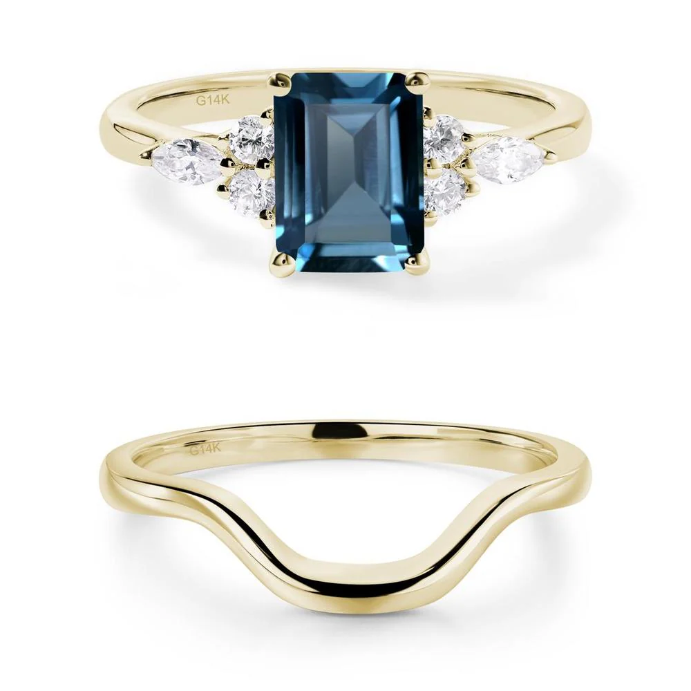 Simple Emerald Cut London Blue Topaz Ring - Image 21