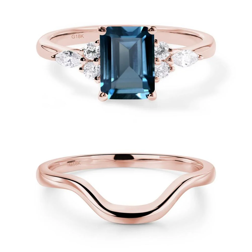 Simple Emerald Cut London Blue Topaz Ring - Image 23