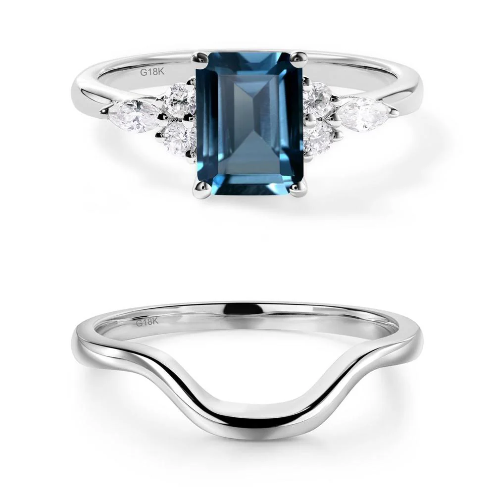 Simple Emerald Cut London Blue Topaz Ring - Image 25