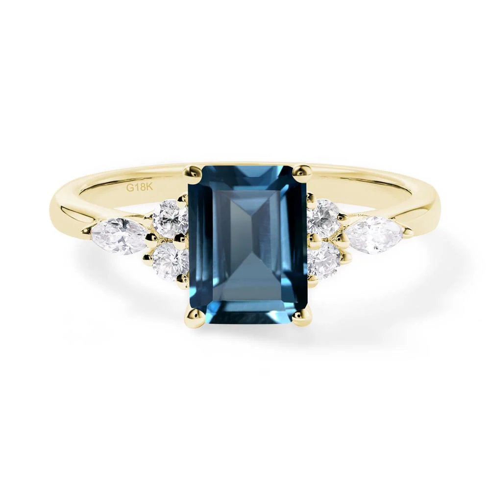 Simple Emerald Cut London Blue Topaz Ring - Image 4