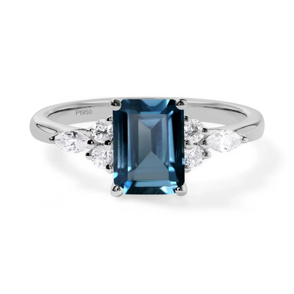 Simple Emerald Cut London Blue Topaz Ring - Image 5