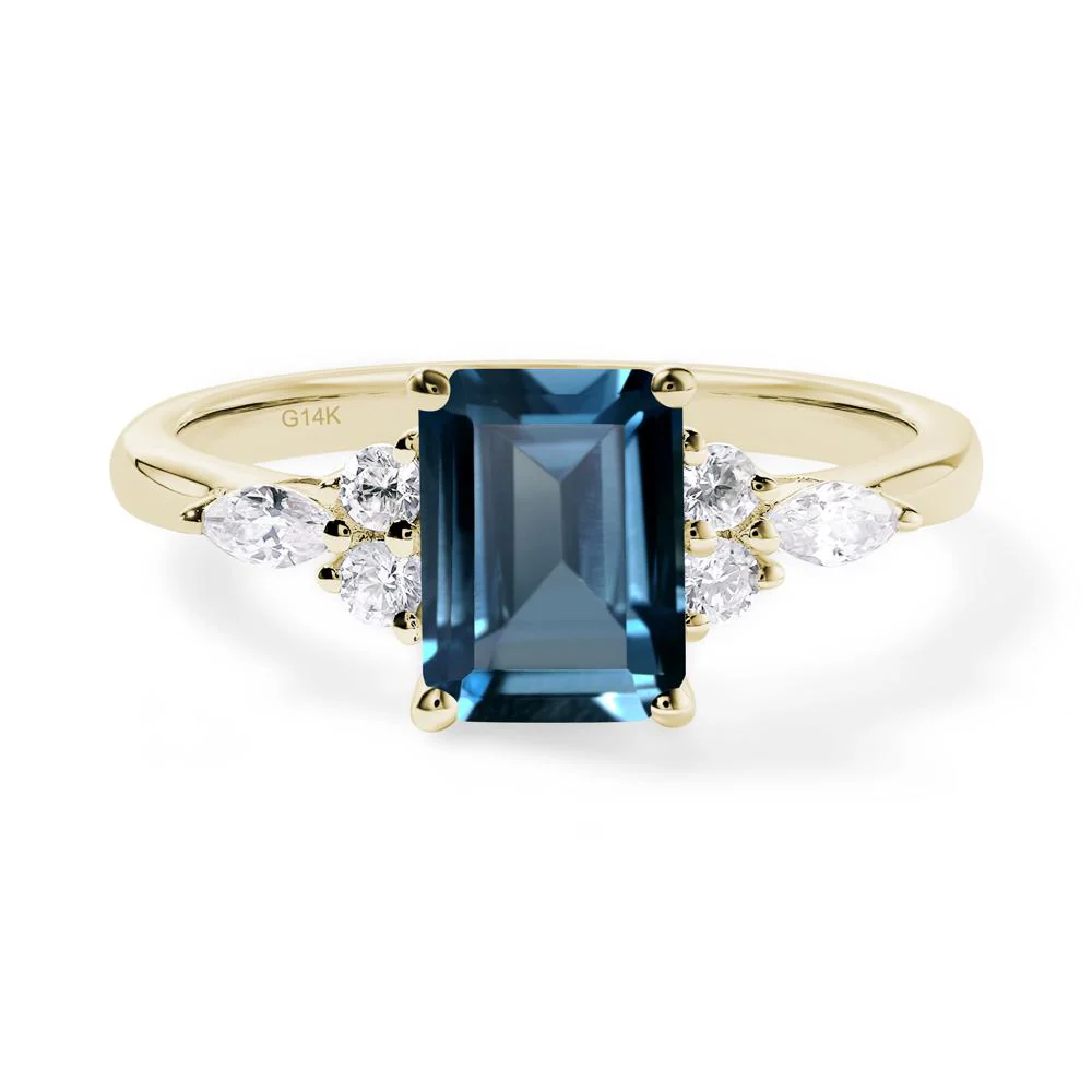 Simple Emerald Cut London Blue Topaz Ring - Image 6