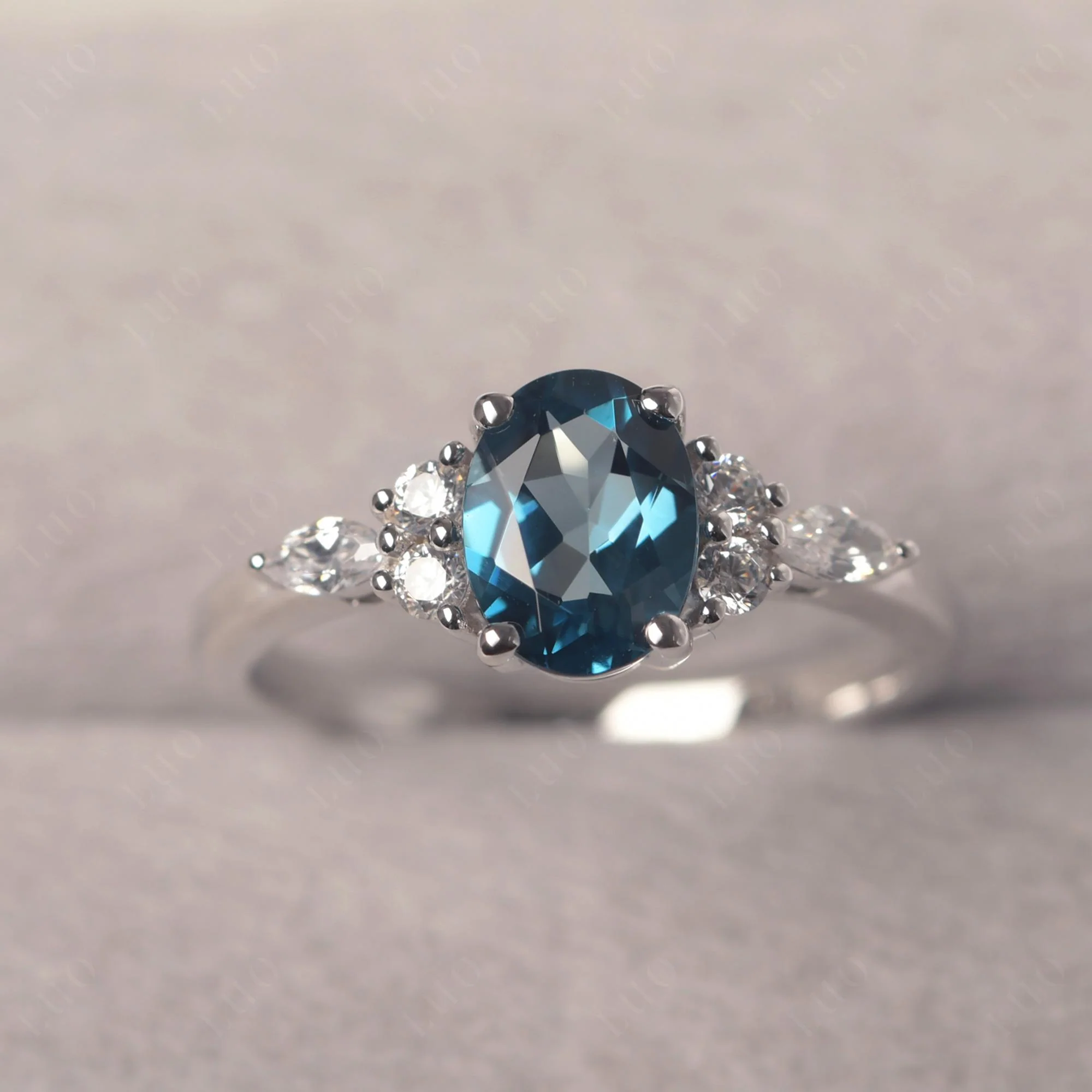 Simple Oval London Blue Topaz Engagement Ring - Image 29
