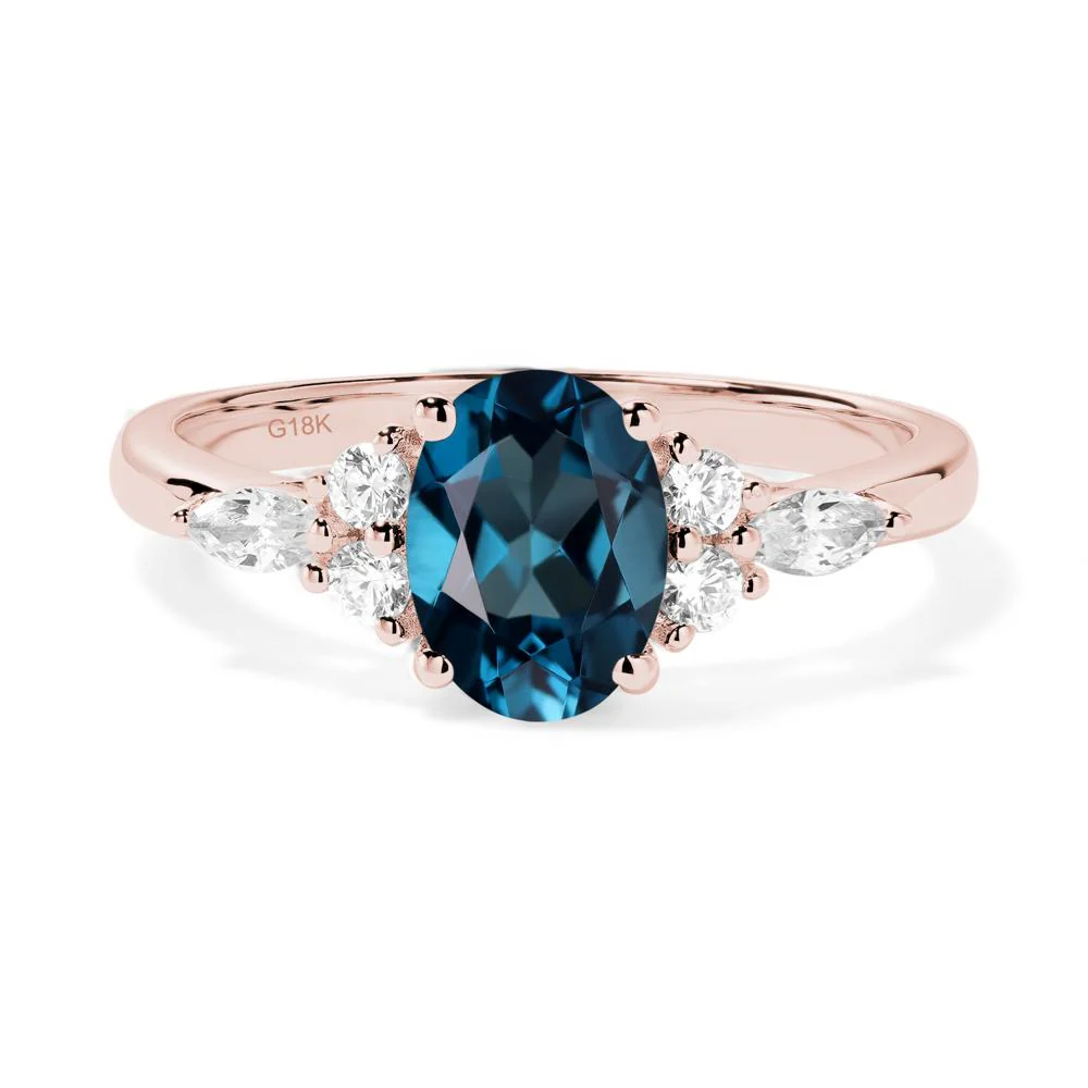 Simple Oval London Blue Topaz Engagement Ring - Image 3