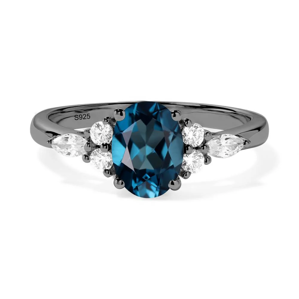 Simple Oval London Blue Topaz Engagement Ring - Image 7
