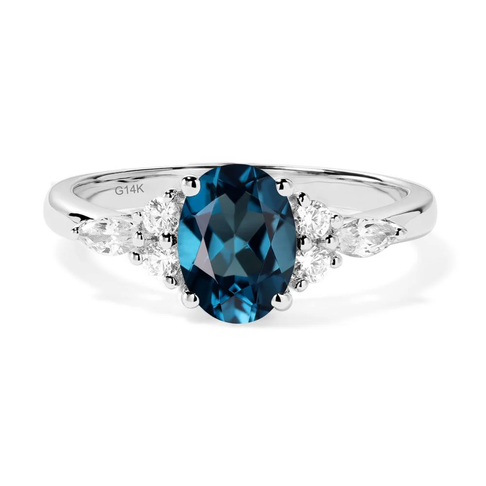 Simple Oval London Blue Topaz Engagement Ring - Image 9
