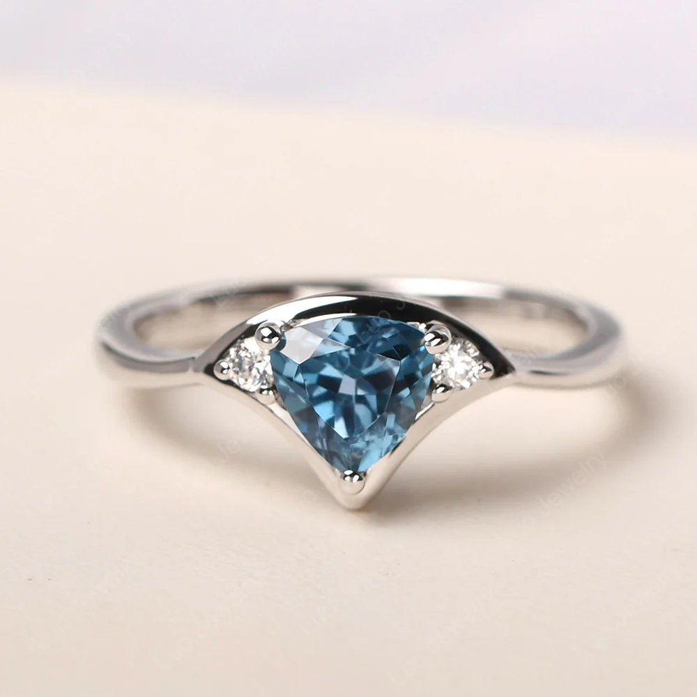 Scalloped London Blue Topaz Engagement Ring
