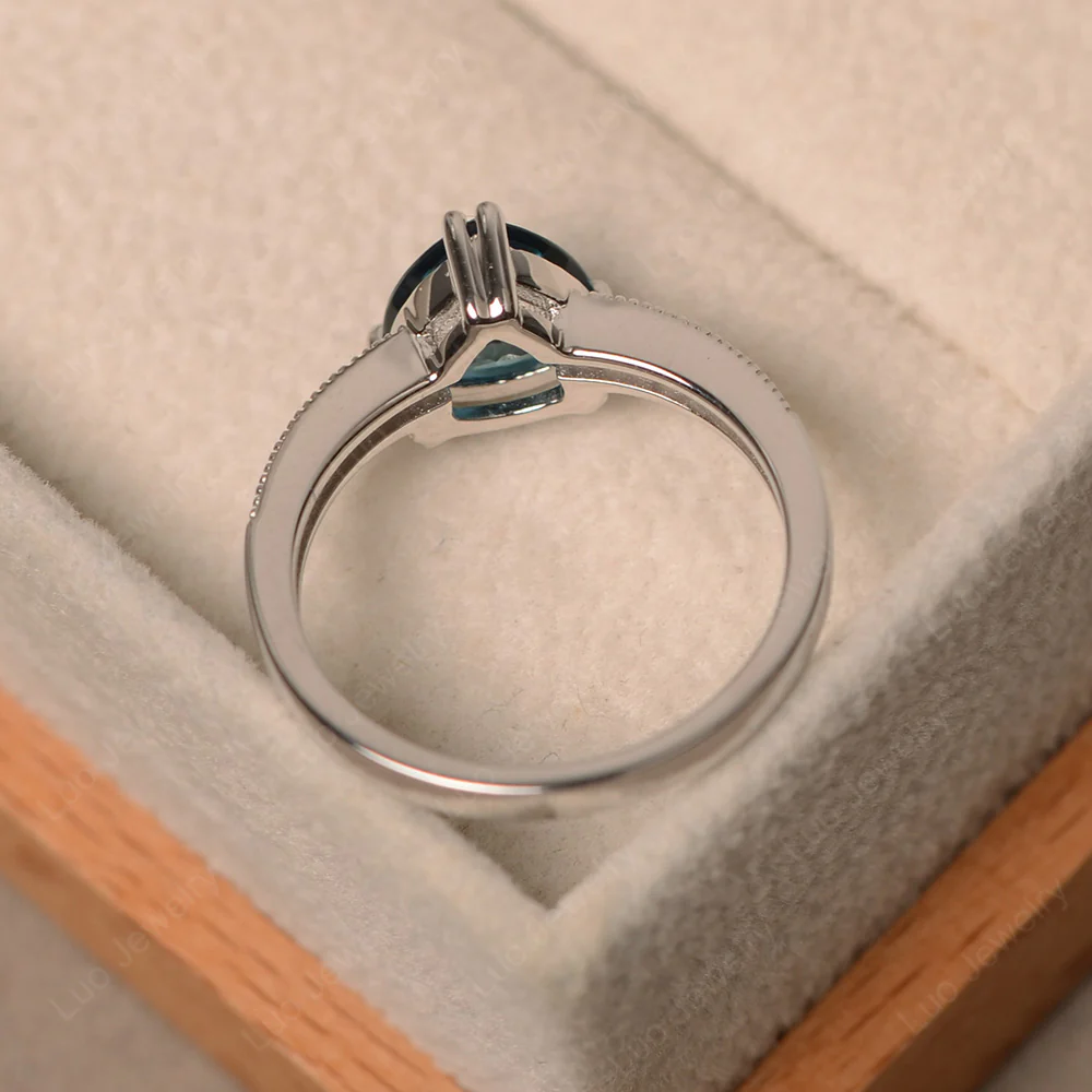 Trillion Cut London Blue Topaz Double Prong Ring - Image 3