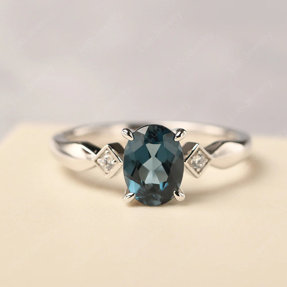 Antique Style London Blue Topaz Ring