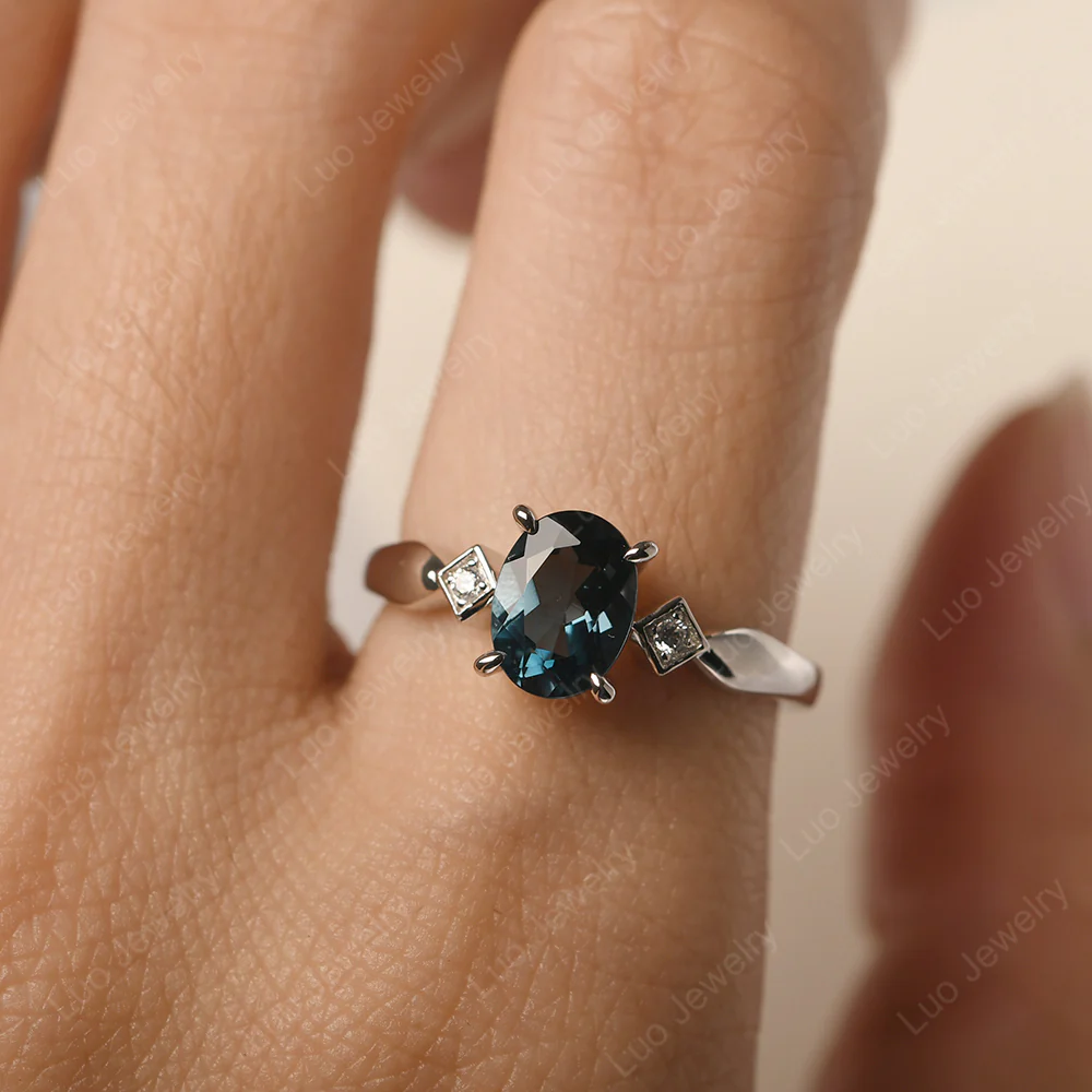 Antique Style London Blue Topaz Ring - Image 5