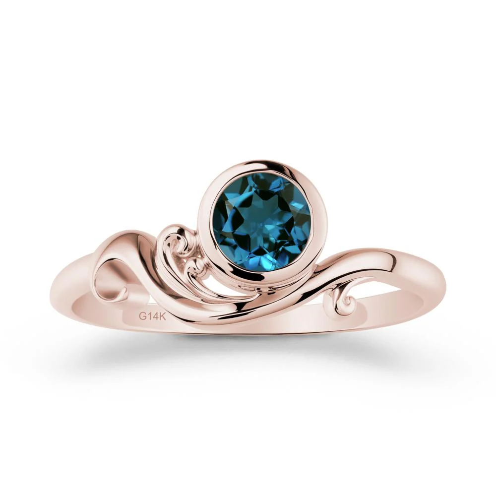 London Blue Topaz Ring with Bezel Setting - Image 2