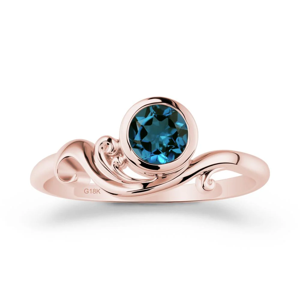 London Blue Topaz Ring with Bezel Setting - Image 4