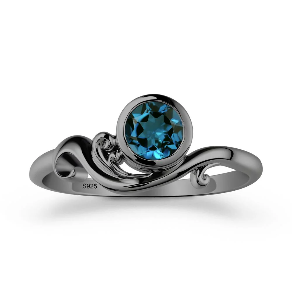 London Blue Topaz Ring with Bezel Setting - Image 7