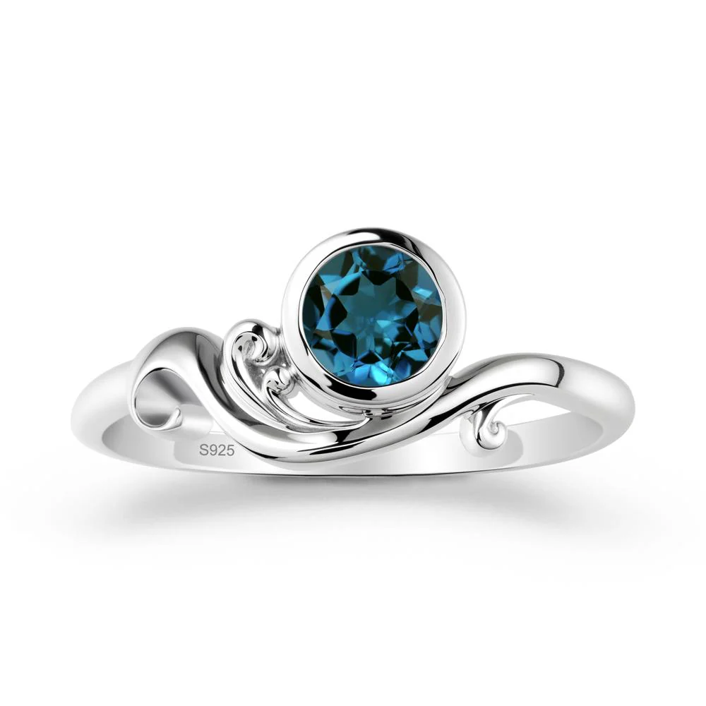 London Blue Topaz Ring with Bezel Setting - Image 9