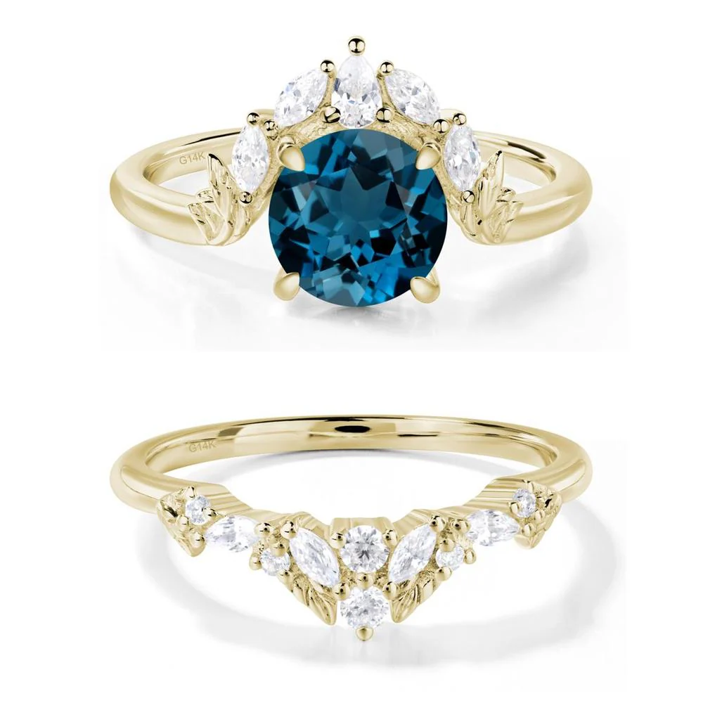 London Blue Topaz Ring with Marquise Side Stone - Image 15