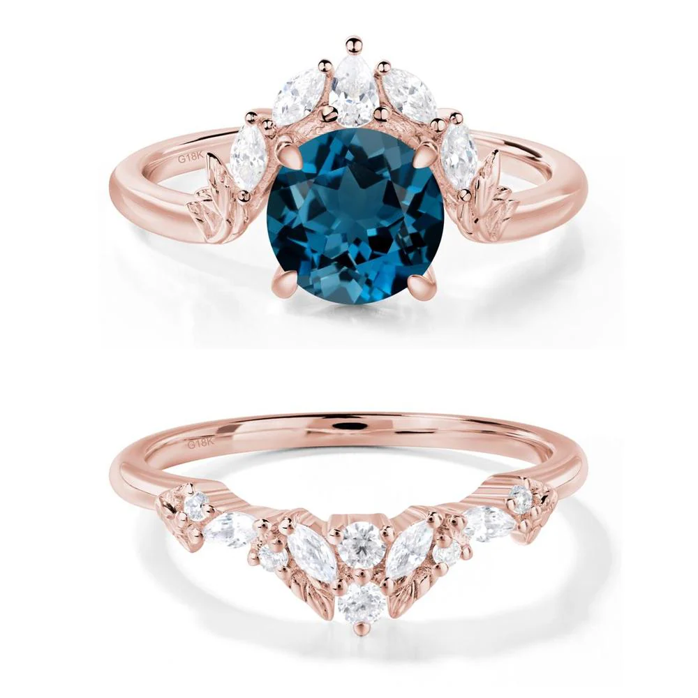 London Blue Topaz Ring with Marquise Side Stone - Image 17