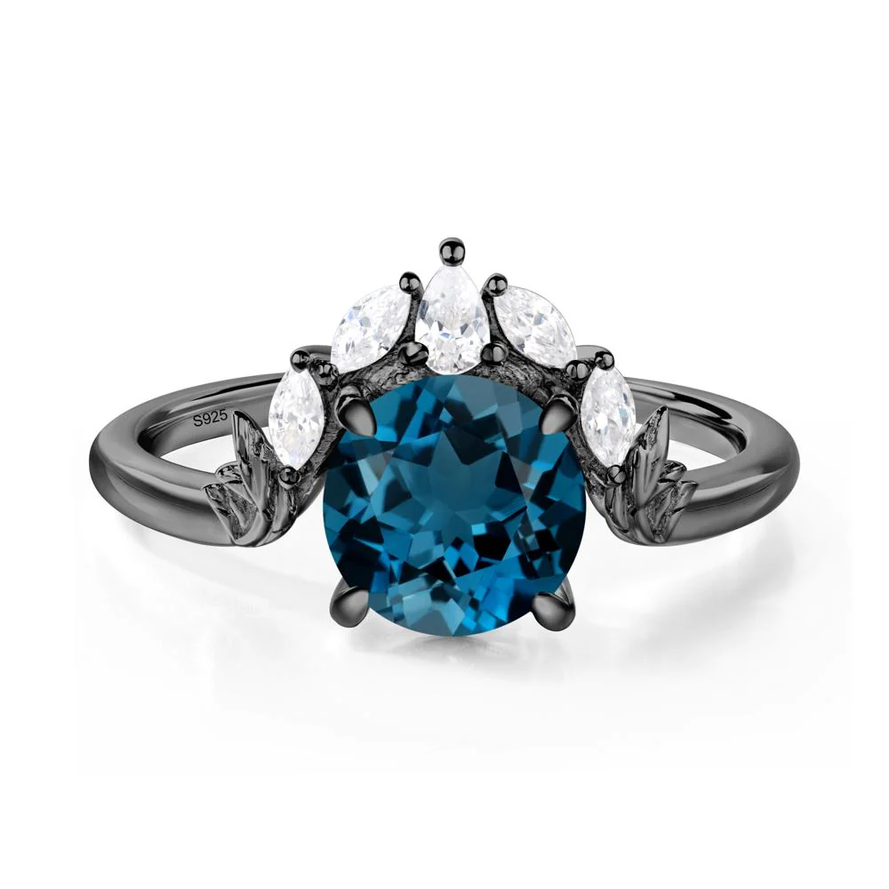 London Blue Topaz Ring with Marquise Side Stone - Image 2