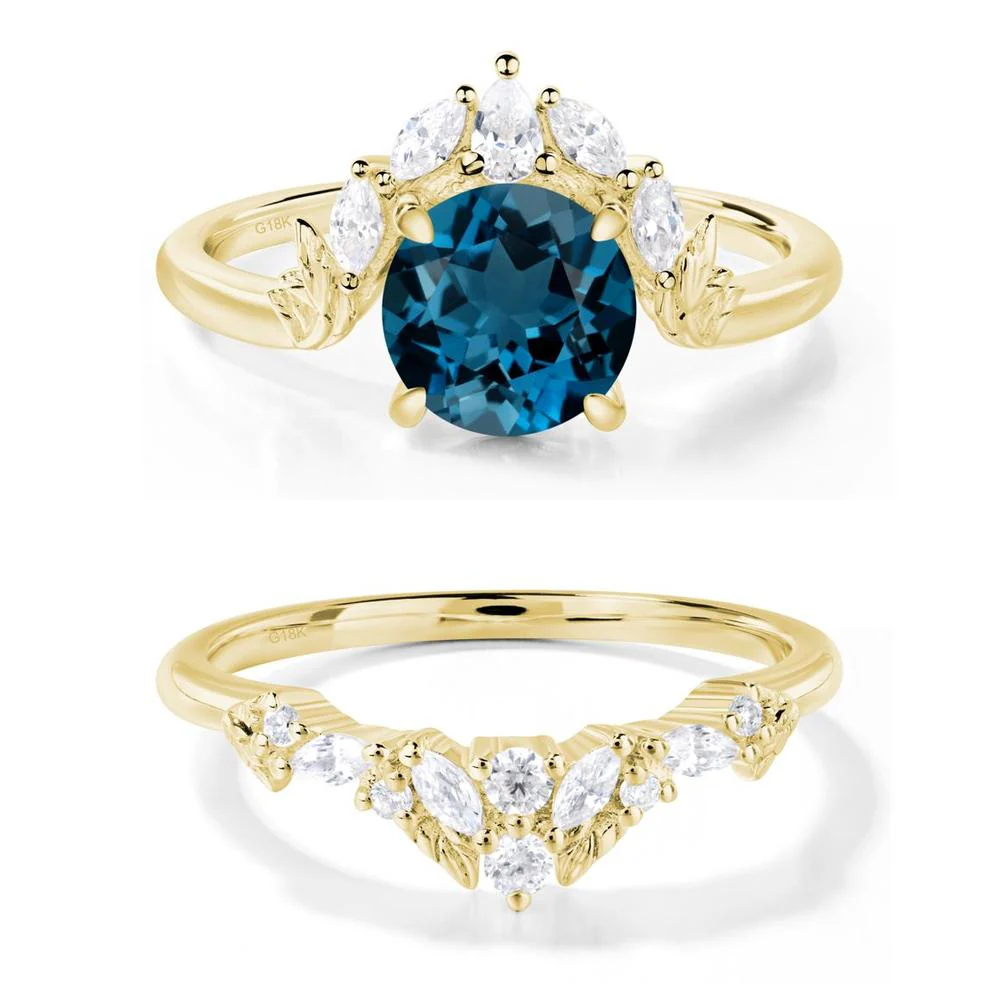 London Blue Topaz Ring with Marquise Side Stone - Image 21