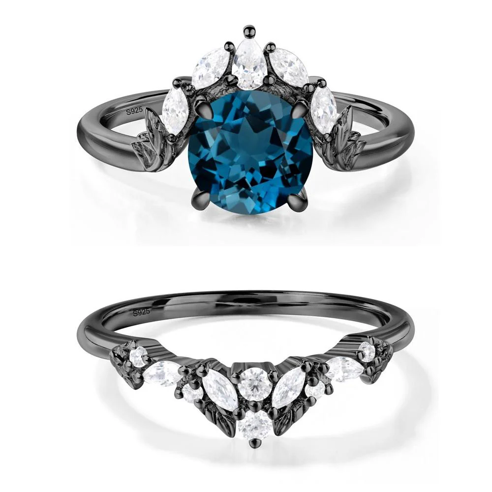 London Blue Topaz Ring with Marquise Side Stone - Image 23