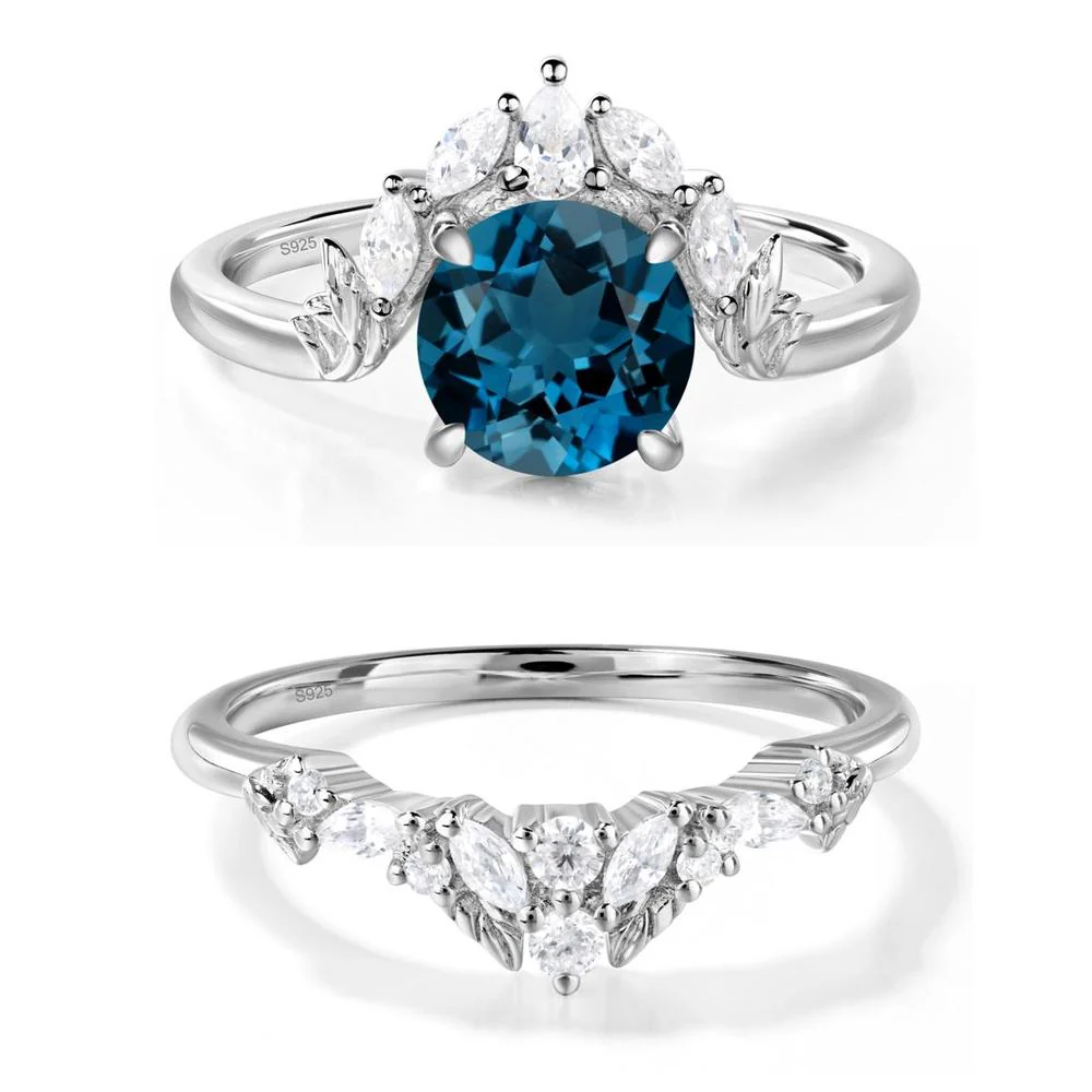 London Blue Topaz Ring with Marquise Side Stone - Image 27