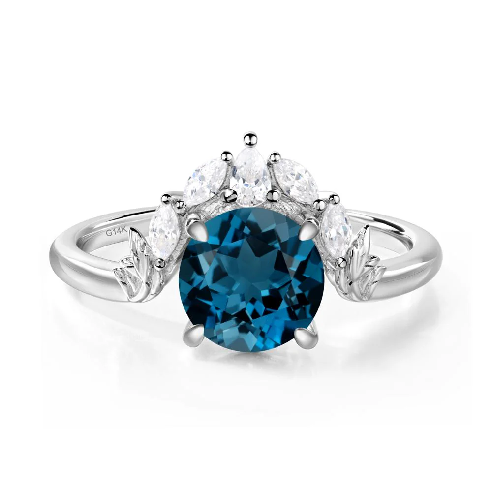 London Blue Topaz Ring with Marquise Side Stone - Image 3