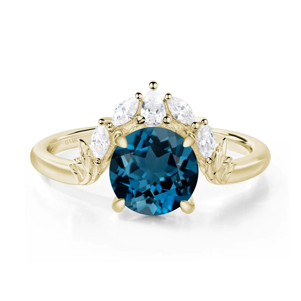 London Blue Topaz Ring with Marquise Side Stone - Image 4